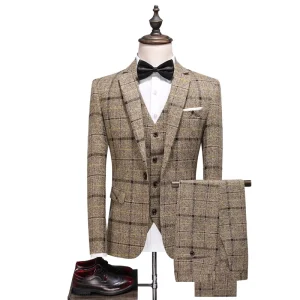 Customizable Single Breasted High Quality Classic Men’s 3 Pieces Wedding Blazer Vests Pants Set Formal Business Suits