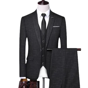 Customizable Suit Three Pieces Blazer Vest Pants Set Single Breasted Formal Wedding Business Men’s Suits for Men