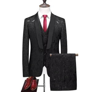 Customizable Viscose Polyester Slim Fit Single Breasted Custom Three Piece Blazer Set Business Fashion Wedding Men’s Suit