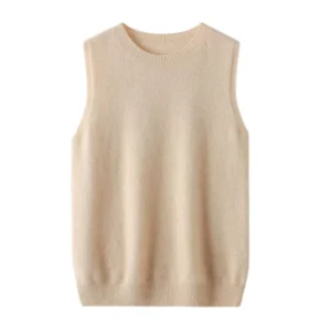 Customization Cashmere Female Undyed Warm Fitting Knitted Wool Vest