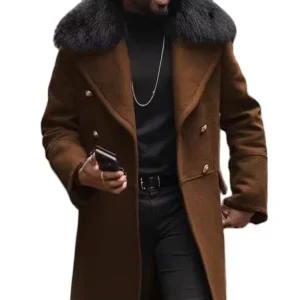 Customization LOGO High Quality Men Length Style Coat Casual Woolen Solid Color Jacket Slim Fit Double Breasted Wool Men’s Coat