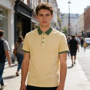 Customized 220G 100% Cotton Solid Knitted Breathable Quick drying Anti Wrinkle Collarless Short sleeved Men’s for Shirt OEM ODM