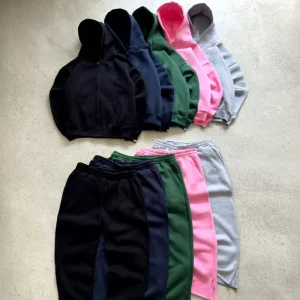 Customized 500 GSM 100% Cotton Baggy Fleece Oversized Zip Hoodie Jogger Set Men 2 Piece Sweatsuit Winter High Quality Tracksuits