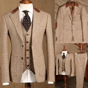 Customized Breathable Mandarin Collar Anti-Wrinkle Plus Size Men’s Tuxedo Suits for Business Wedding Casual Party Wear