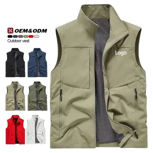 Customized Casual Winter Polyester Vest with Logo Cardigan Style Zipper Men’s Sleeveless Jacket Vest