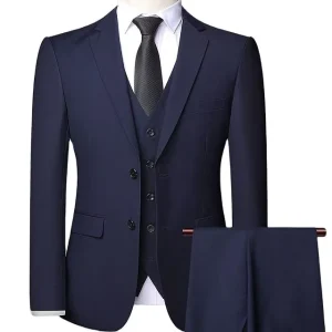 Customized Classic Luxury Single Breasted Button Fly Men’s Long Plus Size Business Suit Waterproof Anti-Wrinkle Polyester/Cotton