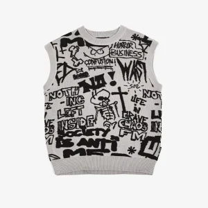 Customized Cotton Knitwear Men’s Jacquard Knitted V Neck Sleeveless Pullover Vest Winter Anti Wrinkle Breathable