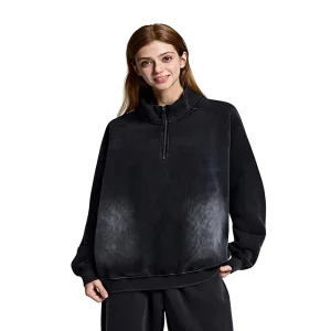 Customized Embroidered Casual Formal Autumn Knitted Men’s and Women’s Fitted Collar 1/4 Zipper Fleece Oversized Hoodie