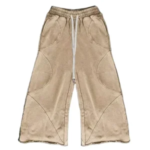 Customized Heavy Weight Terry Baggy Straight Leg Sweatpants Acid Washed Oversized Raw Edge Men’s Sweatpants & Trousers