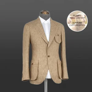 Customized High Quality Men Wool Suit Tailor Made Lasted Design Mens Blazer Bespoke Cargo Pockets Men’s Jacket Blazers