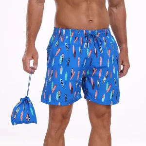 Customized Logo 5” Men’s Sporty Mid Waist Digital Printing Quick Dry Breathable Waterproof Board Shorts Swimwear Surfing