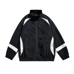 Customized Logo Color Block Long Sleeve Stand Collar Fashion Windproof Zipper Fly Casual Sports Spring Autumn Jackets