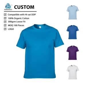 Customized Logo High Quality Solid Cotton T Shirt Breathable Anti Pilling Loose Fit For Men Daily Commute