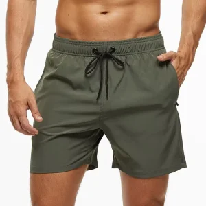 Customized Logo Men’s Fitness Swim Shorts Summer Beach Shorts with 5 Inch Inseam Plain Men’s Swimwear