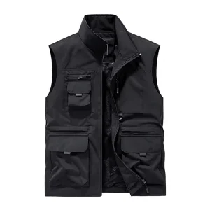 Customized Logo Men’s Outdoor Fishman Vest Casual Spring Autumn Multi-Pocket Anti UV Spandex Polyester Zipper Outerwear Fishing