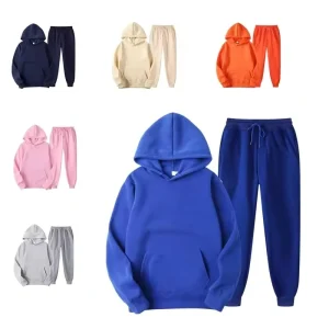 Customized Logo Men’s Pullover and Hooded Shirt Set Winter Thermal Fleece Sporty Fitness