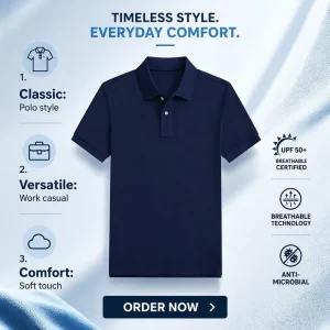 Customized Logo Spandex Polyester Breathable Quick Dry Moisture Wicking Short Sleeve Button up Men’s Polo Shirt