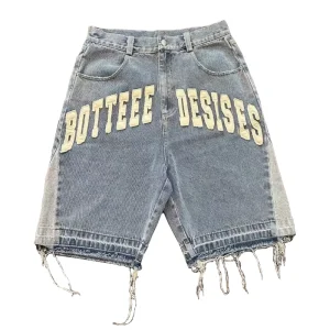 Customized Men Custom Y2k Denim Shorts Embroidered Back Pocket Streetwear Baggy Skate Jorts