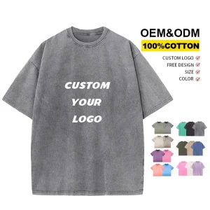 Customized Men’s 100% Pure Cotton High Quality Blank Printed Streetwear T-shirts Design Retro Faded Plus Size Washed T Shirts