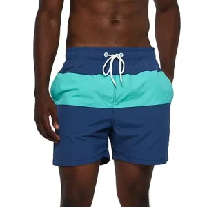Customized Men’s Board Shorts for Outdoor Fitness Training Swimwear Beach Trunks with Spliced Design and Logos Decoration