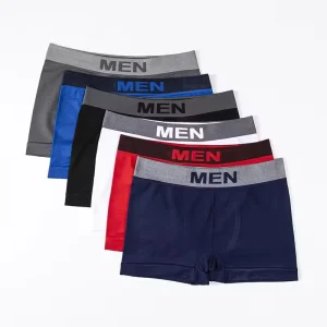 Customized Men’s Boxer Briefs, Breathable Knitted Fabric, 100% Cotton, Seamless, Solid Color, Custom Waist Underwear