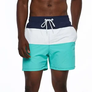 Customized Men’s Casual Fitness Swimwear Beach Training Pants Spliced Design for Outdoor Activities Solid Pattern Decoration