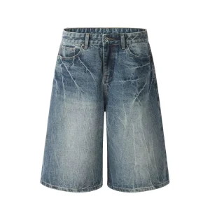 Customized Men’s Denim Shorts Fashion Washing Snow Wash Sky Blue Wash High Quality Casual Denim Jeans Shorts for Men