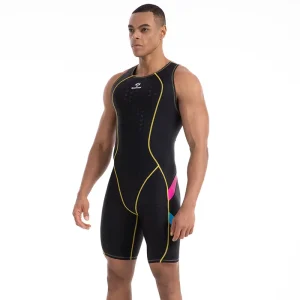 Customized Men’s One piece Fitness Swimwear Print 1 Piece Spandex Nylon Anti Uv Quick Dry for Training and Swimming