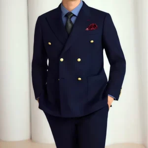 Customized Men’s Slim 2 Piece Blazers Set Groomsmen Suit Plus Size Business Wedding Suit