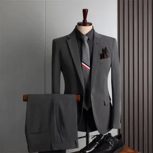 Customized Men’s Slim 2 Piece Blazers Set Groomsmen Suit Plus Size Single Breasted