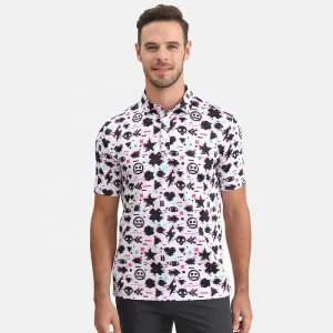 Customized Men’s Spf 50 Hallowmas Pattern Full Print Sublimation Dry Fit Performance Golf Clothes Shirts
