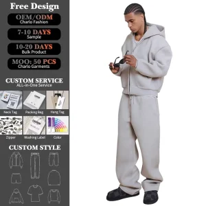 Customized Men’s Sports Tracksuit Manufacturer Sportswear Unisex Oversized Sweatpants and Hoodie Set