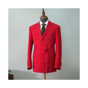 Customized Men’s Suit 3 Piece Red Classic Design Blazer Party Wedding Suit Groom Wear