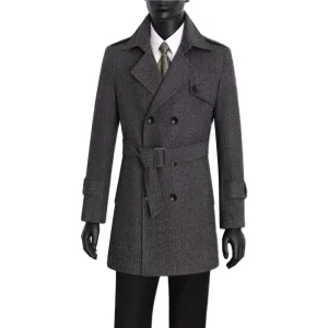 Customized Middle Length Coats Business Mens Winter Coat Tailored Made to Measure Mens Wool Cashmere Overcoat