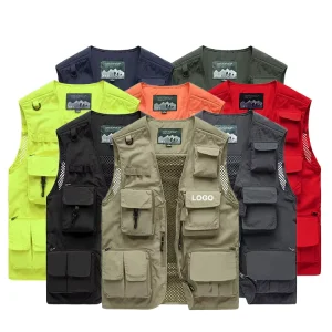 Customized Multi Pocket Men’s Vest Hunting Outdoor Work Vest Quick Drying Waterproof