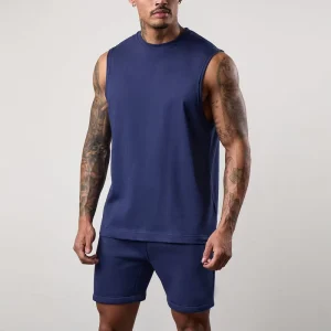 Customized Oem Logo Casual Tank Top And Short Set Activewear Customize Polyester Men’S Gym Set