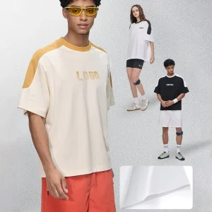 Customized Printing Outdoor Casual Sport Gym Cycling Running Boxy Quick Dry Short Sleeve Color Block Active Tops T Shirt for Men