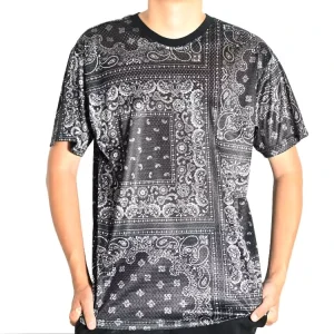 Customized Screen All Over Print Paisley Pattern Round Neck T-shirt for Men’s Wear