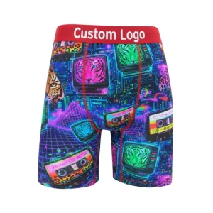 Customized Style Digital Printing Men’s Boxers Briefs Shorts for Mens Cotton Spandex Breathable Comfort Soft Intimate Underwear