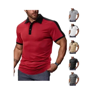 Customized Summer Casual Loose Color blocked Men’s Polo Shirt Twill Men’s Short Sleeve Collar Polo Shirt