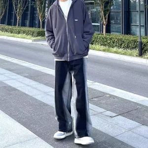 Customized Vintage Fashion Men’s Jeans Simple Washed Straight Leg with Wide Leg Mid Waist Reasonable Price Denim Fabric