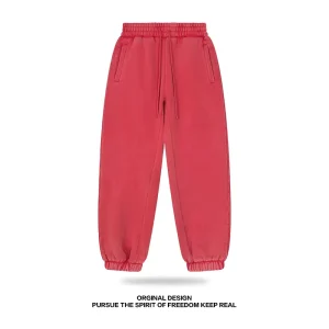 Customized Vintage Style Colored Wash Blended Fabric Men’s Sweat Pants Mid Waist Flat Front Lightweight Quick Dry Eco Friendly