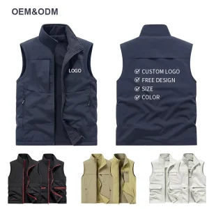 Customized Winter Outdoor Waterproof Thick Vest Practical Work Clothes Vest Safety Multi Pocket Warm Vest for Men