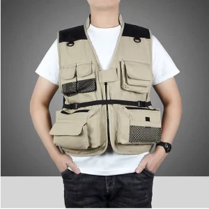 Customized Zipper Multi Pocket Vest Outdoor Practical Multi Functional Work Vest Men’s Fishing Vests
