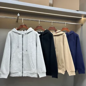 Customized logo Fashion Designer Style Casual 100% Cotton Oversized Hooded Zipper Jacket for Men