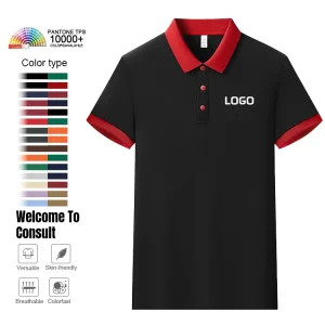 Customized logo Printed Short Sleeved Golf Polo Shirt Men’s Cotton Color Matching Collar Sports Uniform Embroidered Polo T-shirt