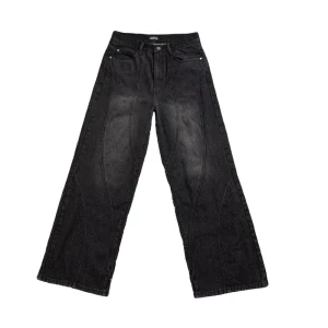 DENIMGUYS Y2k Jeans Pants Men Streetwear Casual Trouser Custom Logo Men’s Vintage Washed Loose Baggy Multiple Seams Denim Jeans