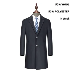 DMS5002 50% Wool Navy Blue Men’s Coat Wool Coat Fabric