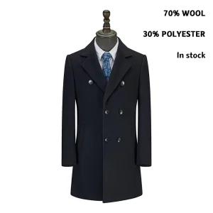 DMS7002 70% Wool Navy Blue Men’s Coat Mirror