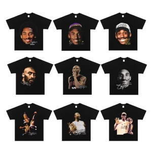 DUOLLB Men’s Vintage Style T Shirt 240g Cotton Jersey Custom Graphic Breathable Short Sleeve with Solid Digital Printed T shirt